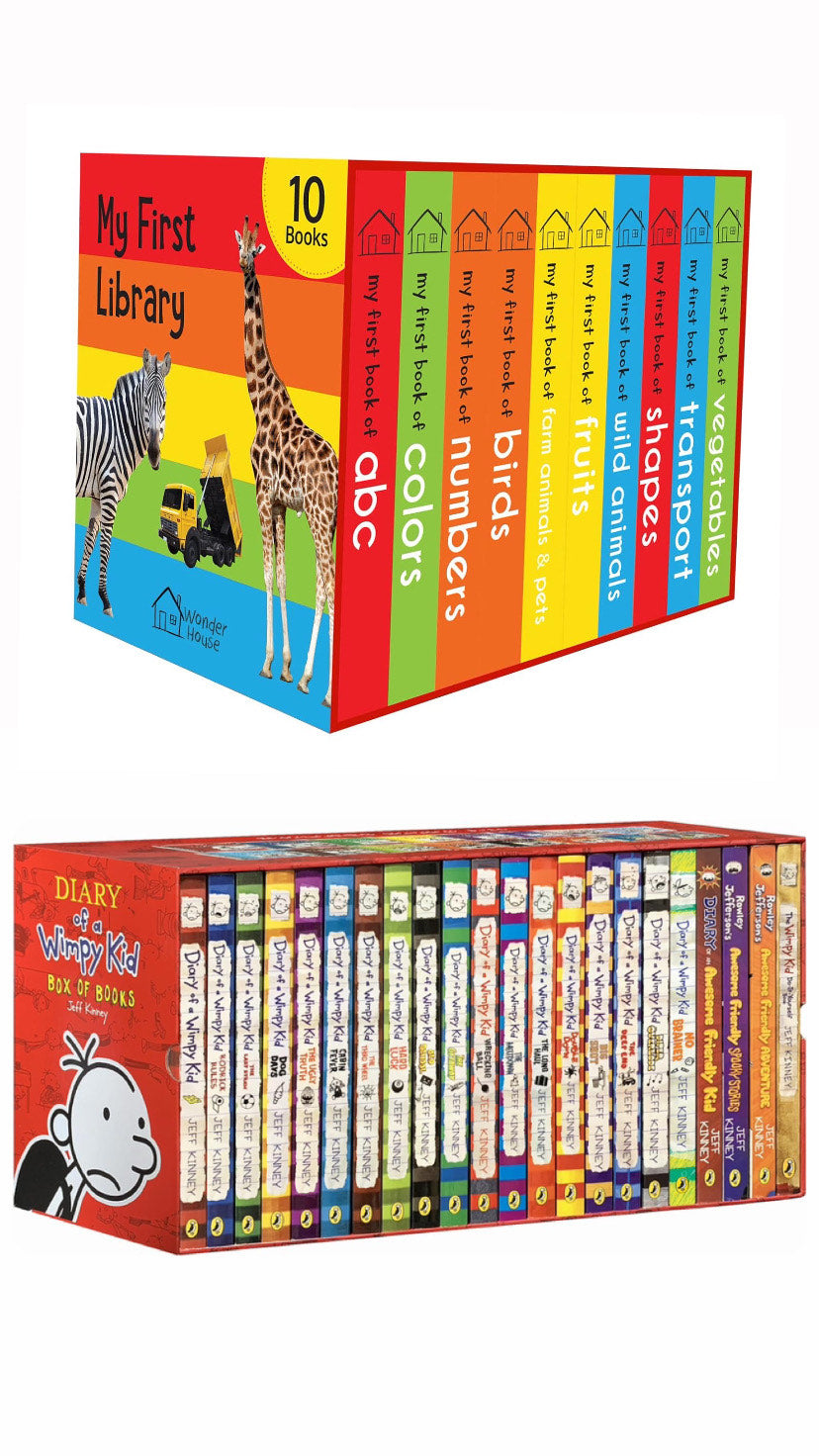 Diary of a Wimpy Kid 1-22 Boxed Set for Kids with My First Library: Boxset of 10
