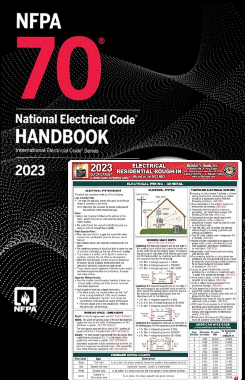 NFPA 70, National Electrical Code Handbook, 2023 Edition, with Tabs Hardcover Code Quick-Card Based On the 2023 NEC