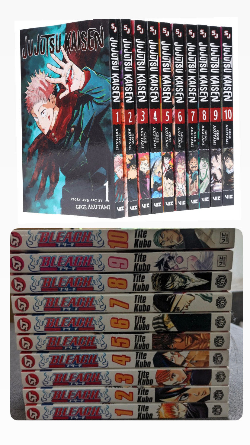 Action Hit Manga Bundle : Jujutsu Kaisen, (Vol. 1-10) || Bleach Box Set (Vol. 1-10) || 💥 With Bonus Manga Wall Framed Poster!