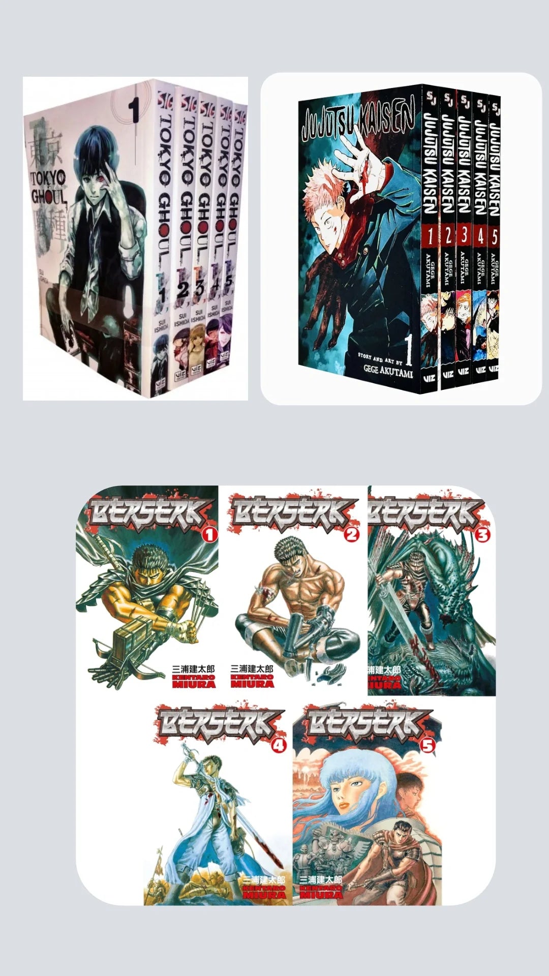 Supernatural & Dark Fantasy Collection β π₯ With Bonus Manga Wall Framed Poster! Tokyo Ghoul 1-5 || Jujutsu Kaisen 1-5 || Berserk 1-5 || ( COMBO )