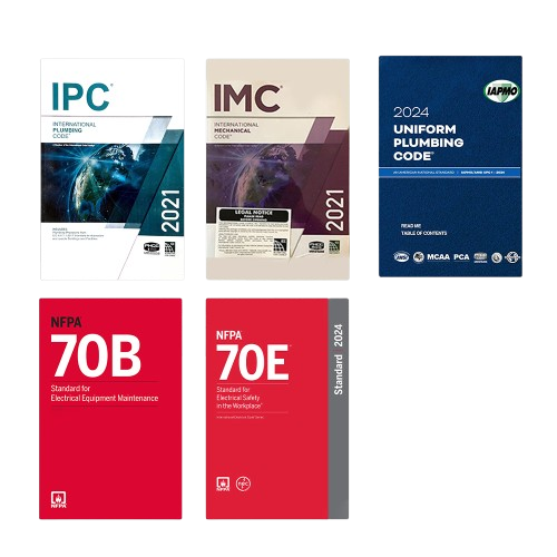 Code Essentials for Mechanical, Plumbing & Electrical Compliance IPC 2021 + IMC 2021 + UPC 2024 + NFPA 70B + NFPA 70E
