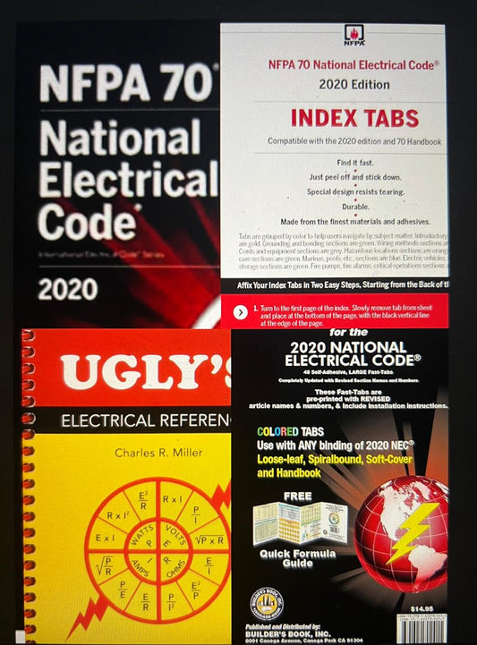 NFPA 70 National Electrical Code NEC 2020 Spiral, Index Tabs, UGLY 2020 Electrical Reference and BBI Fast Tabs
