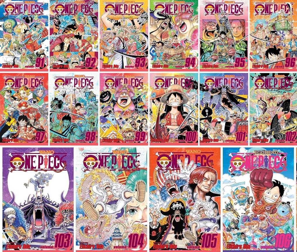 One Piece Manga Set (Volumes 91–105) — Wano to Egghead Saga  (Individual Books, Unboxed) 🎁 Freebie: A free Manga Wall Poster